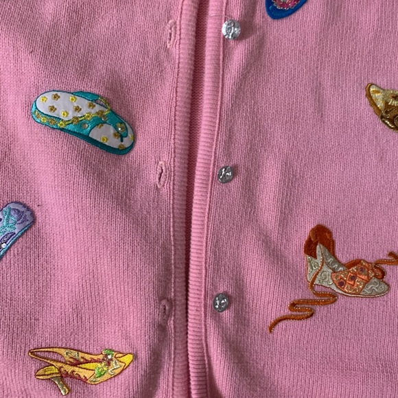 Tia Design pink long sleeve button sweater med - Picture 3 of 4